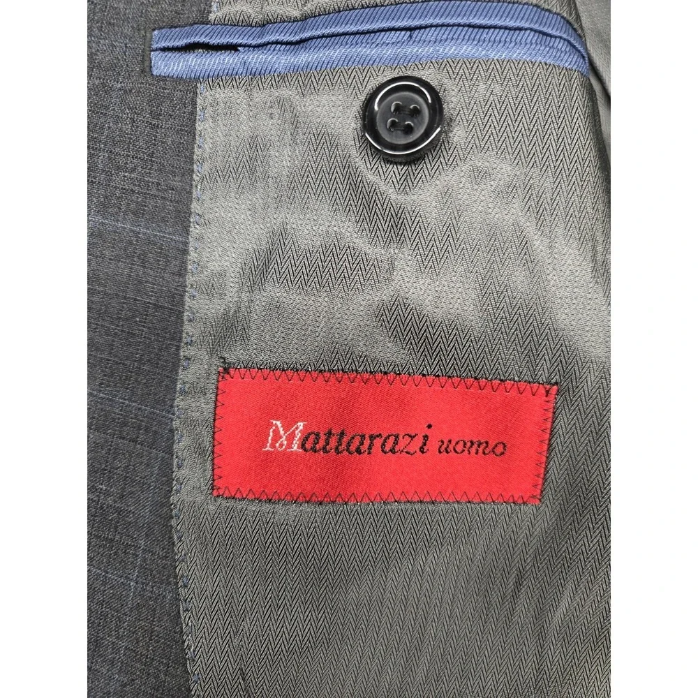 Mattarazi Uomo Men's Super 150's Australian Wool Window‎ Pane Blazer Size 52
